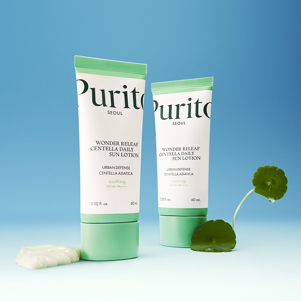 Due tubi di PURITO Wonder Releaf Centella Daily Sun Lotion SPF 50+ PA++++.
