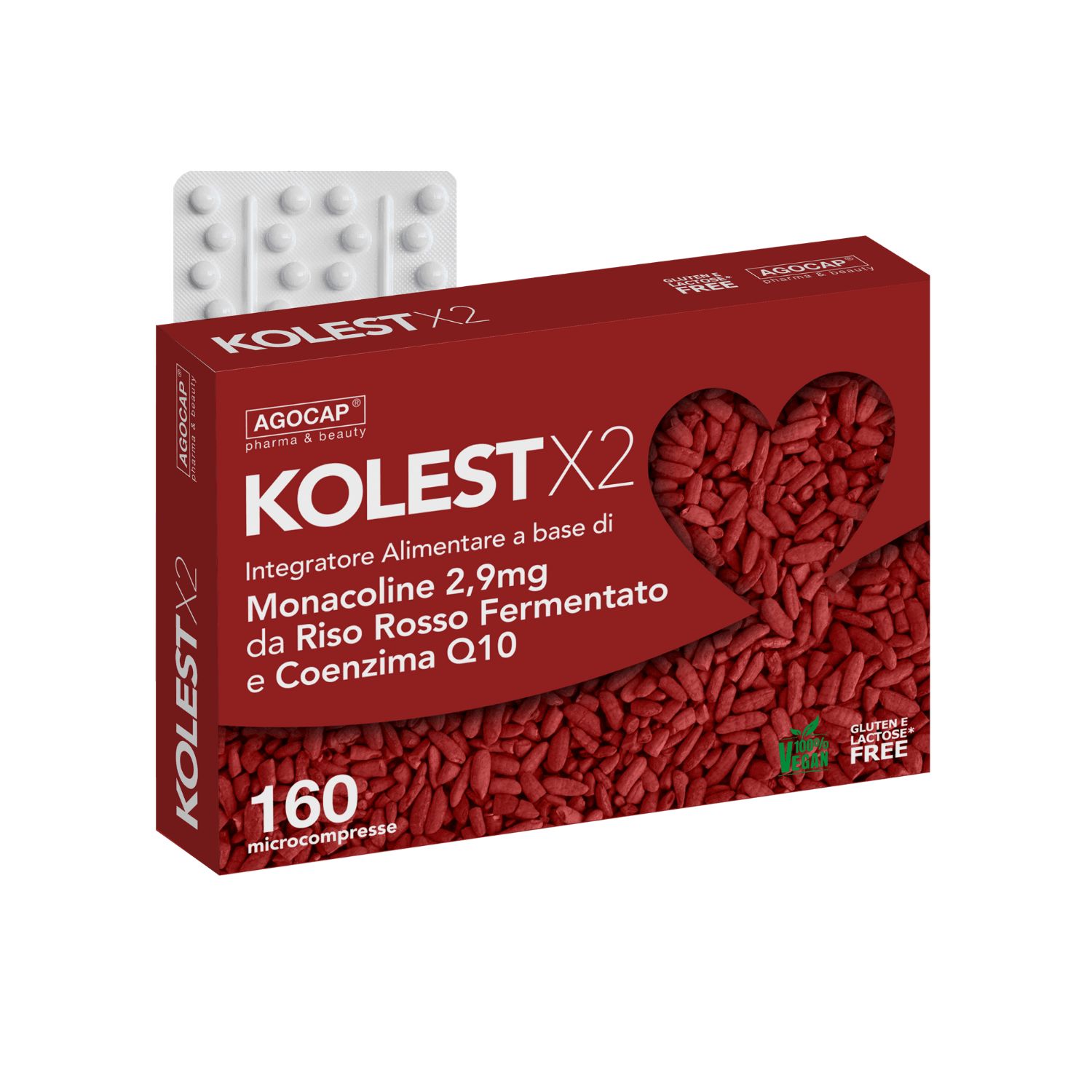 agocap - KOLESTX2  Integratore alimentare per colesterolo a base di riso rosso