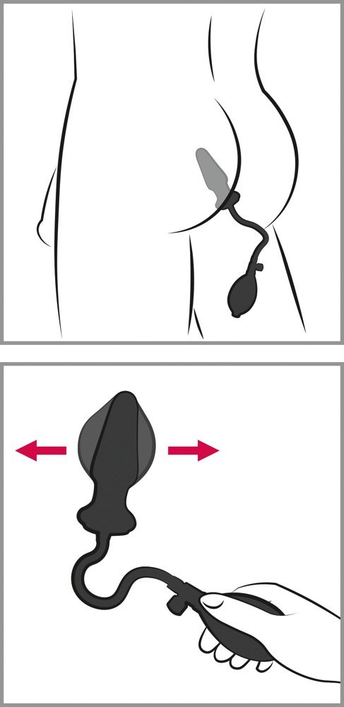 Due illustrazioni. Una mostra l'uso del prodotto. L'altra mostra il prodotto con frecce.