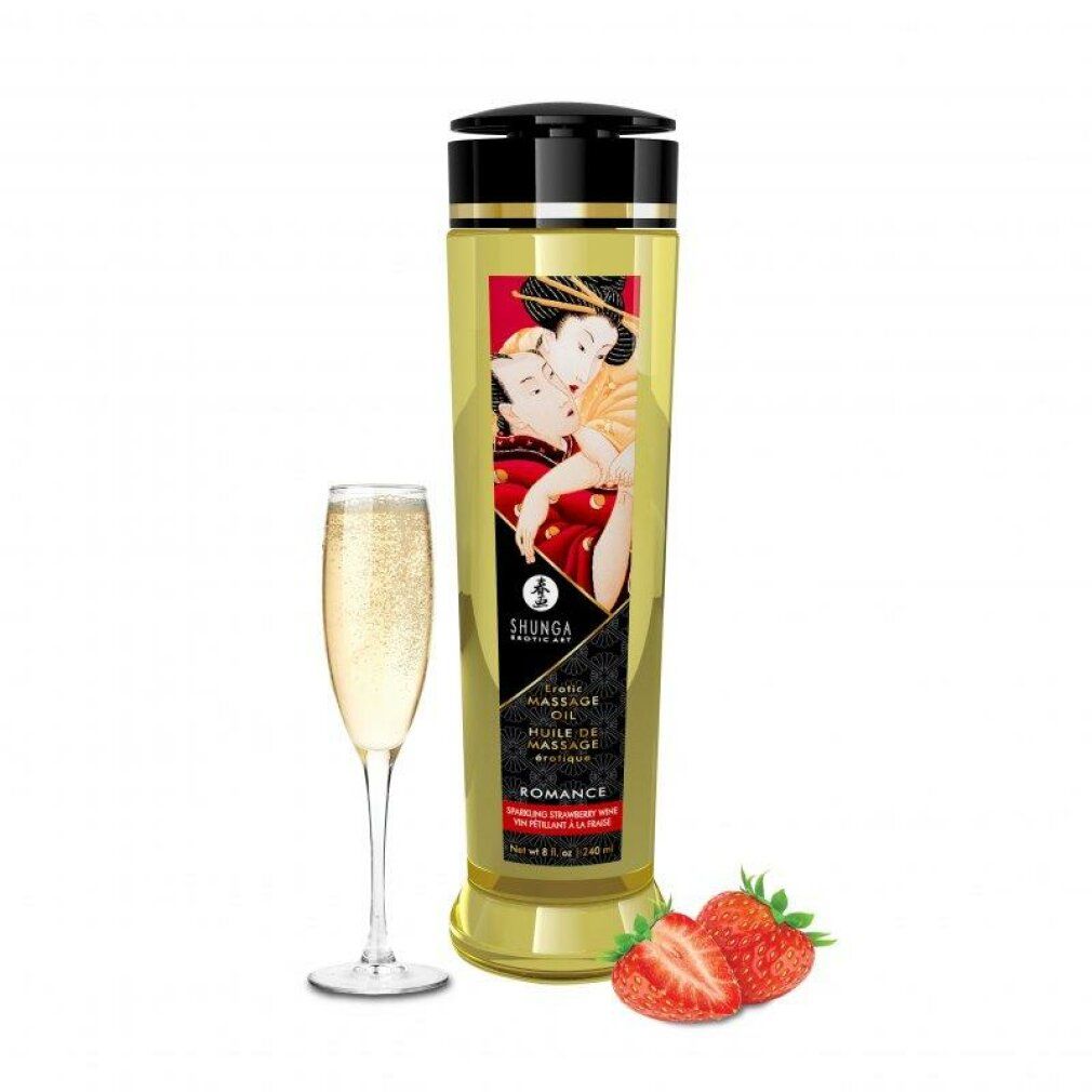 shunga Olio per massaggi Romance (Vino frizzante alla fragola)