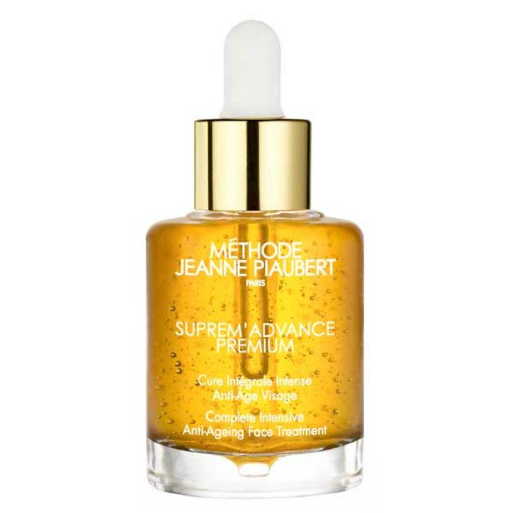 Flacone con liquido dorato. Scritta: SUPREM'ADVANCE PREMIUM. Con pipetta.