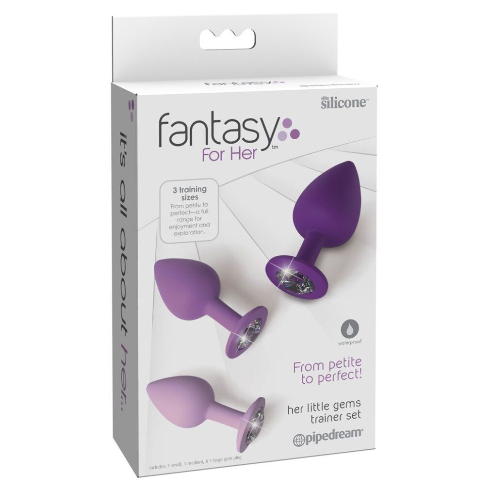Confezione del set di plug anali Fantasy For Her con tre plug viola.