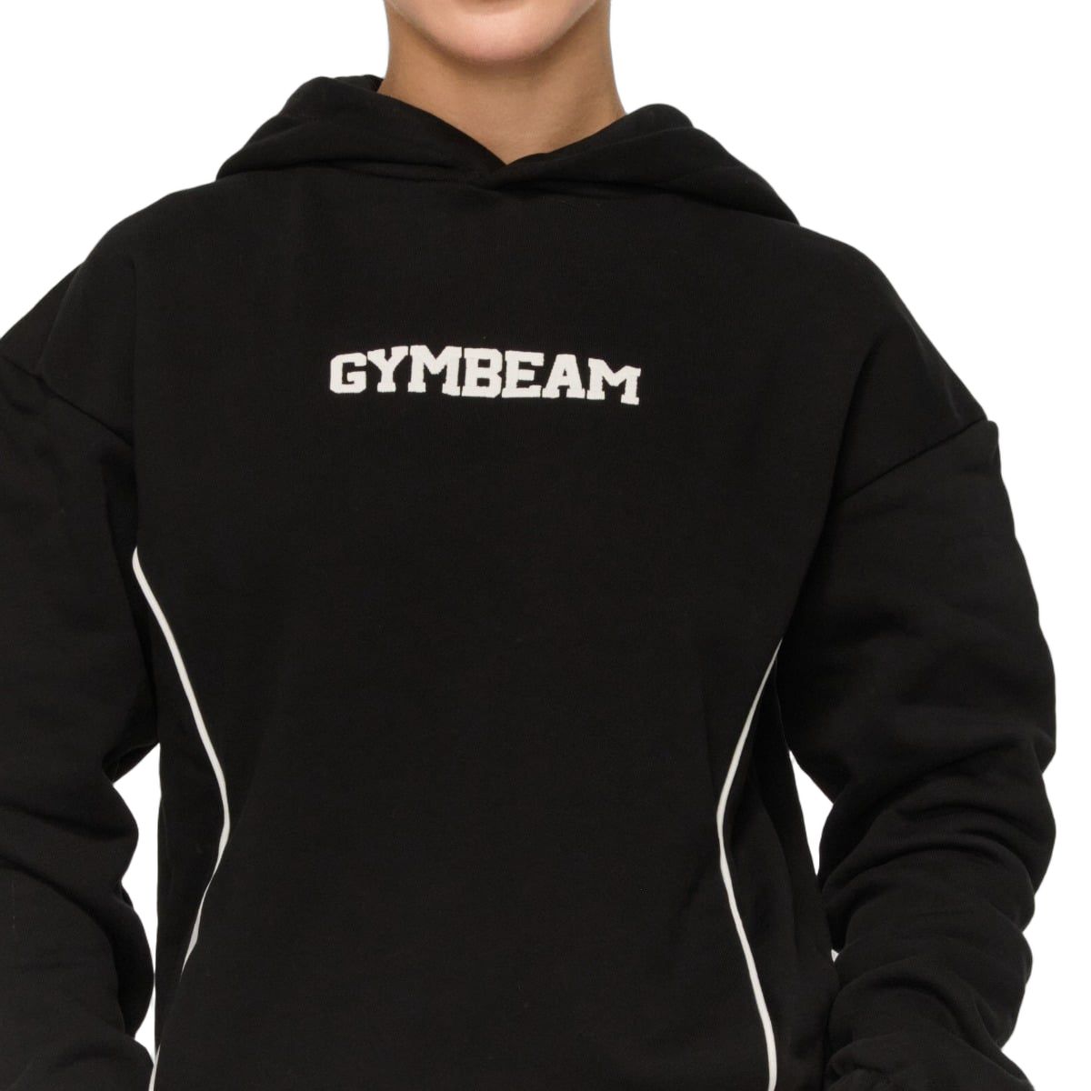 GymBeam Felpa donna Varsity nera oversize con cappuccio