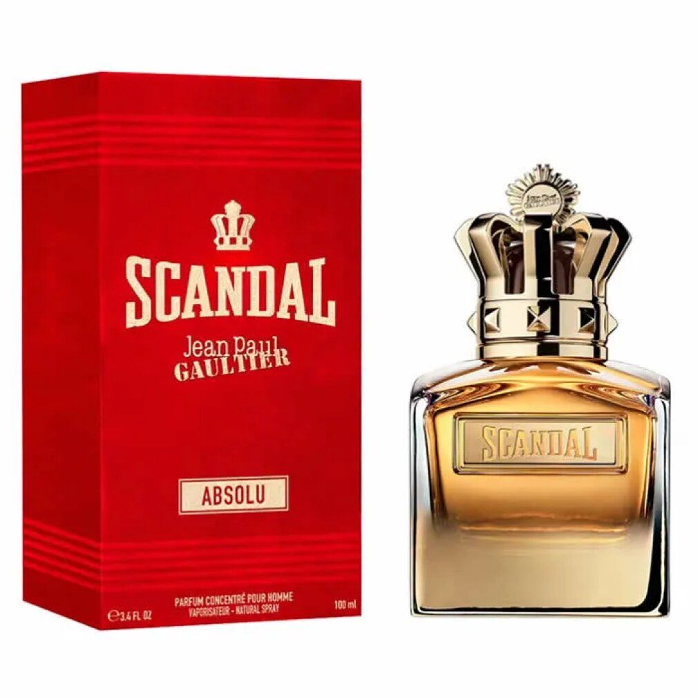Confezione rossa e flacone dorato. Flacone con corona e scritta "SCANDAL". Confezione accanto.
