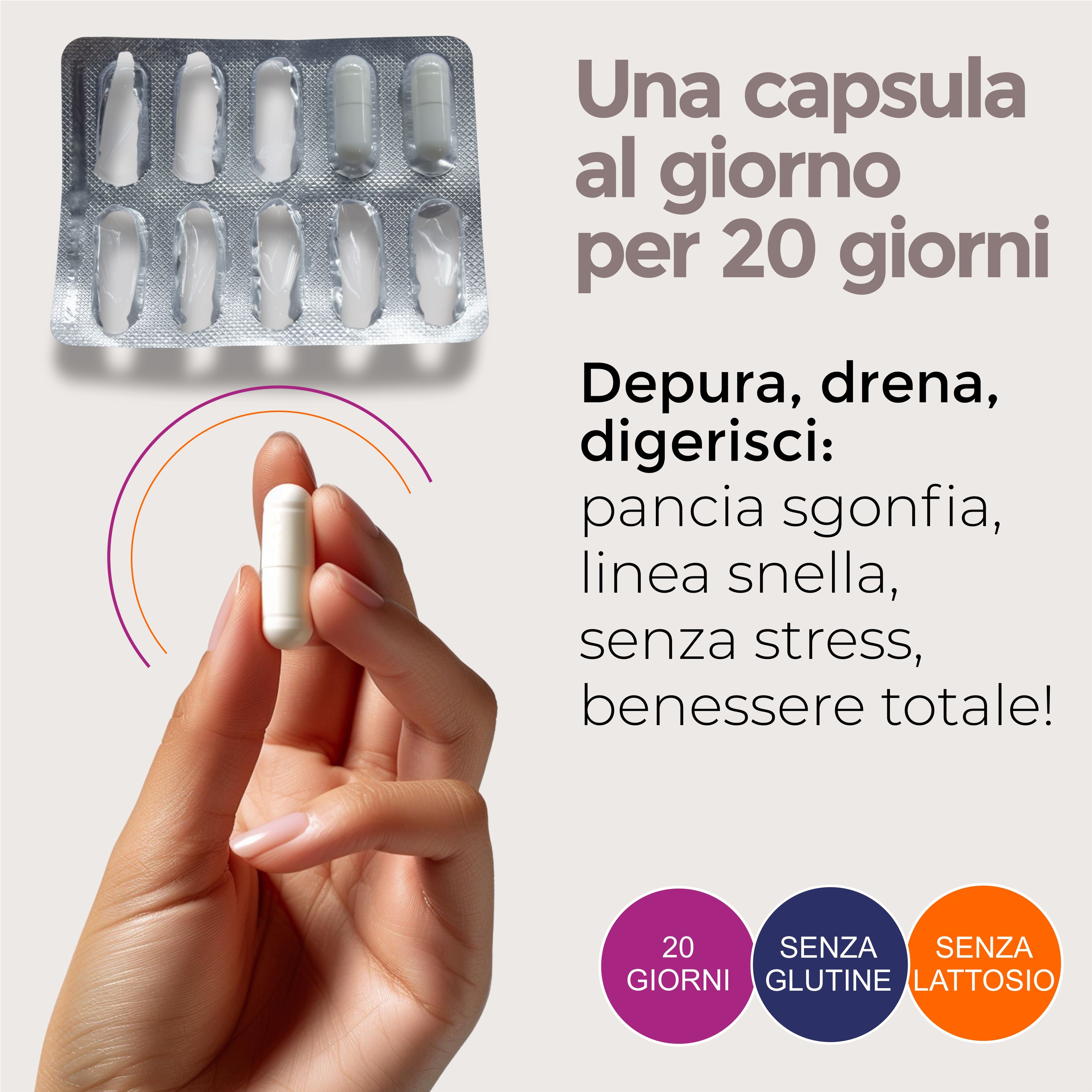 Detox Depur 20 Capsule Concentrate – Drenante Naturale e Depurativo Fegato e Intestino