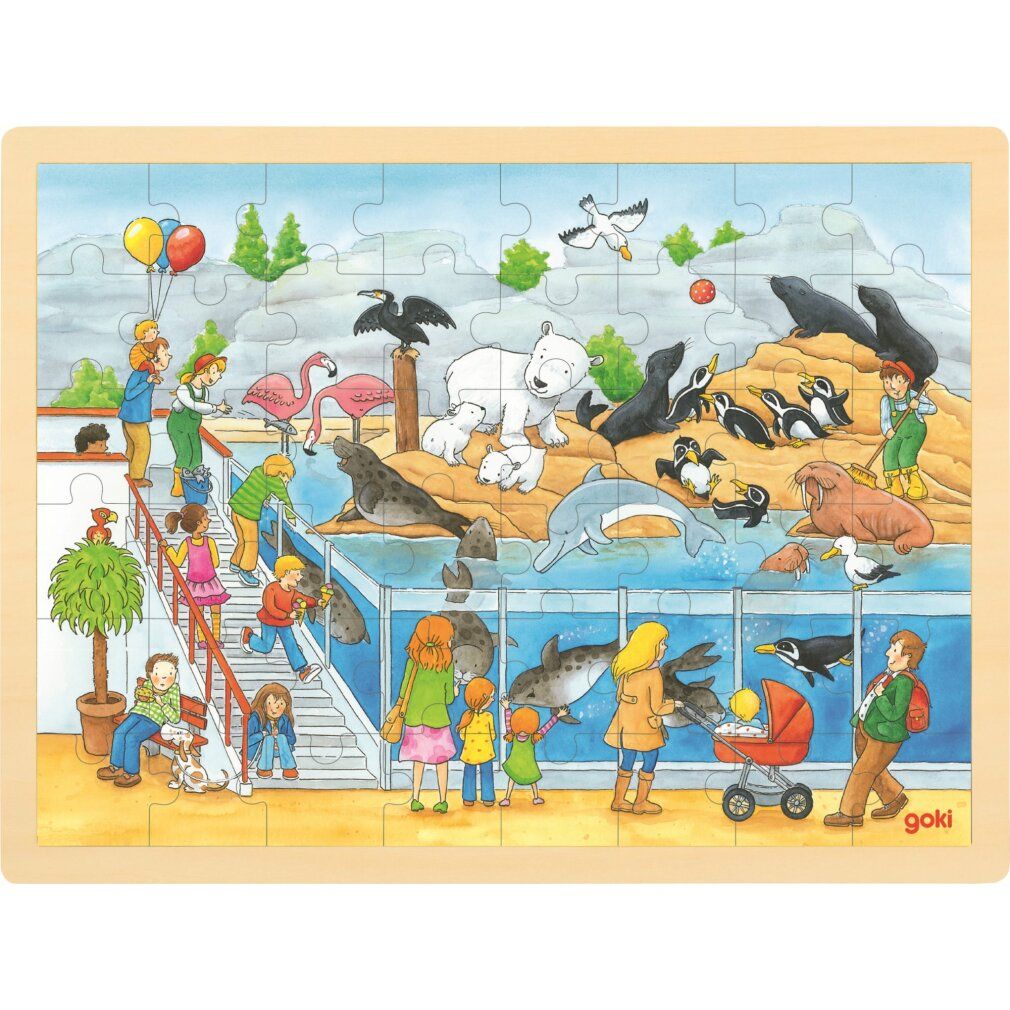 Puzzle di legno Goki - Zoo, 48 pezzi.