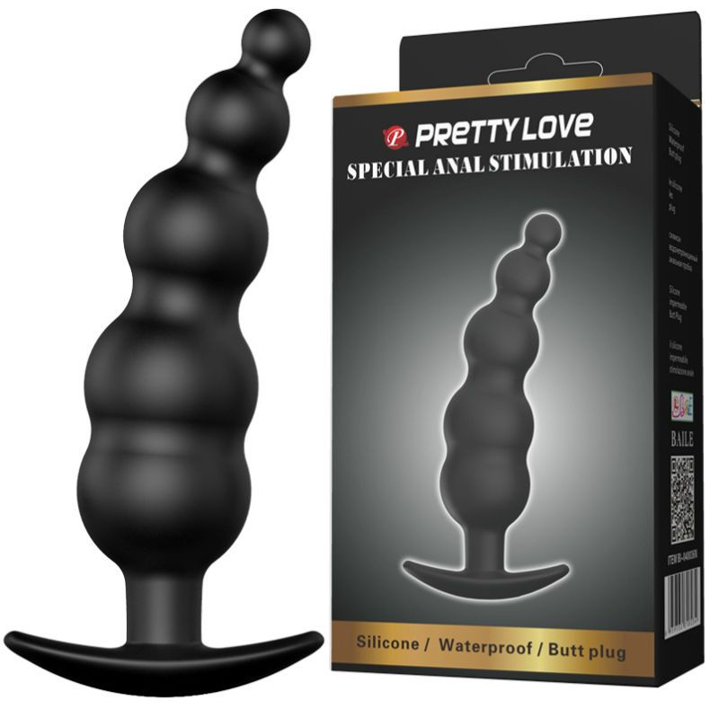 Confezione con plug anale Pretty Love, silicone, impermeabile.