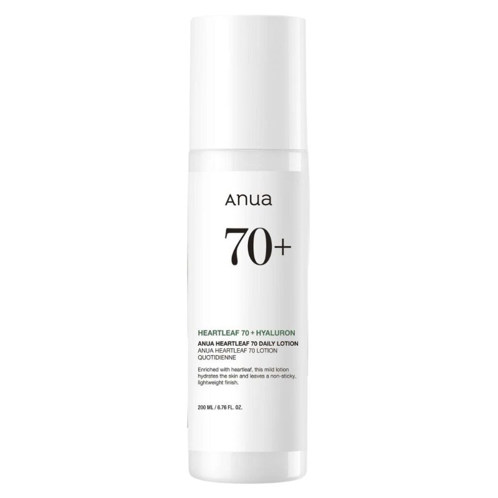 Flacone ANUA Heartleaf 70+ Hyaluron Lotion con descrizione dettagliata del prodotto e indicazione di 200ml.