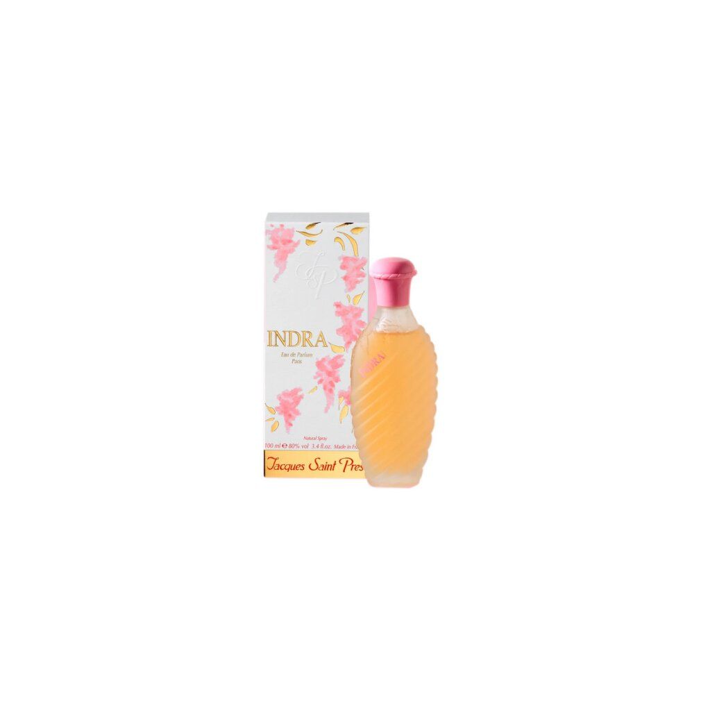 Flacone di profumo e confezione. Flacone con tappo rosa, accanto alla confezione con motivo floreale e testo.