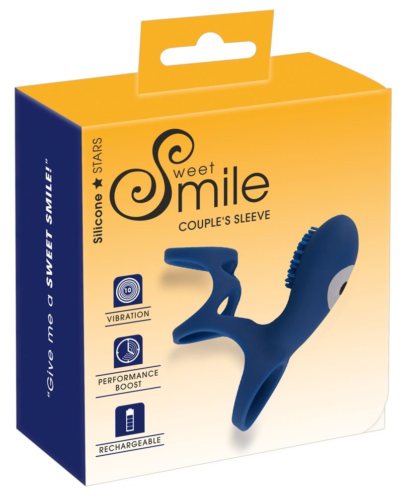 Confezione per Sweet Smile Couple's Sleeve, blu con scatola gialla.