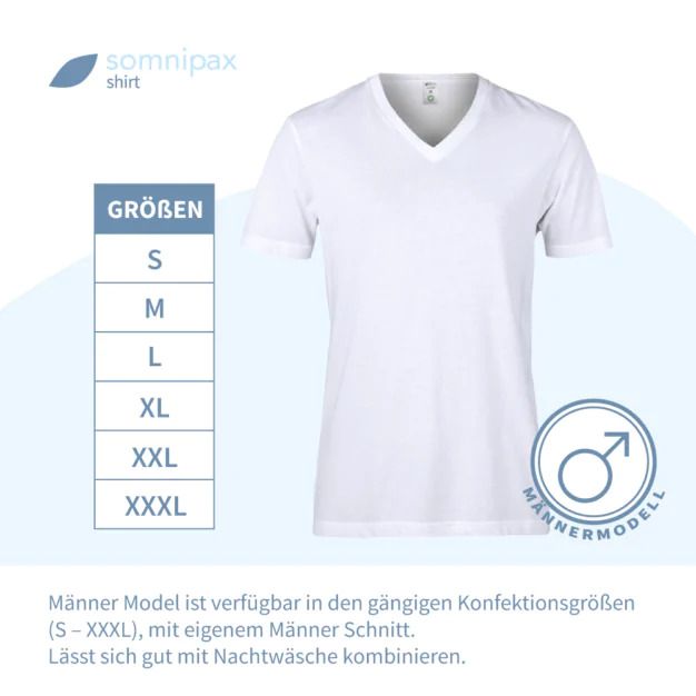 T-shirt bianco scollo a V, modello uomo. Taglie: S-XXXL. Simbolo maschile.
