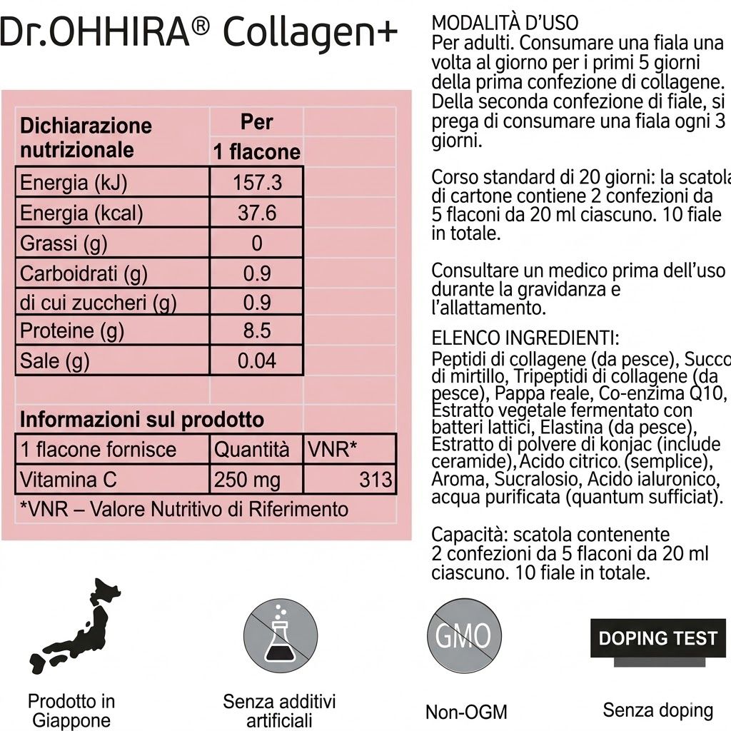 Dr. OHHIRA Collagen+ Collagene Marino Liquido Tipo 1, 2, 3