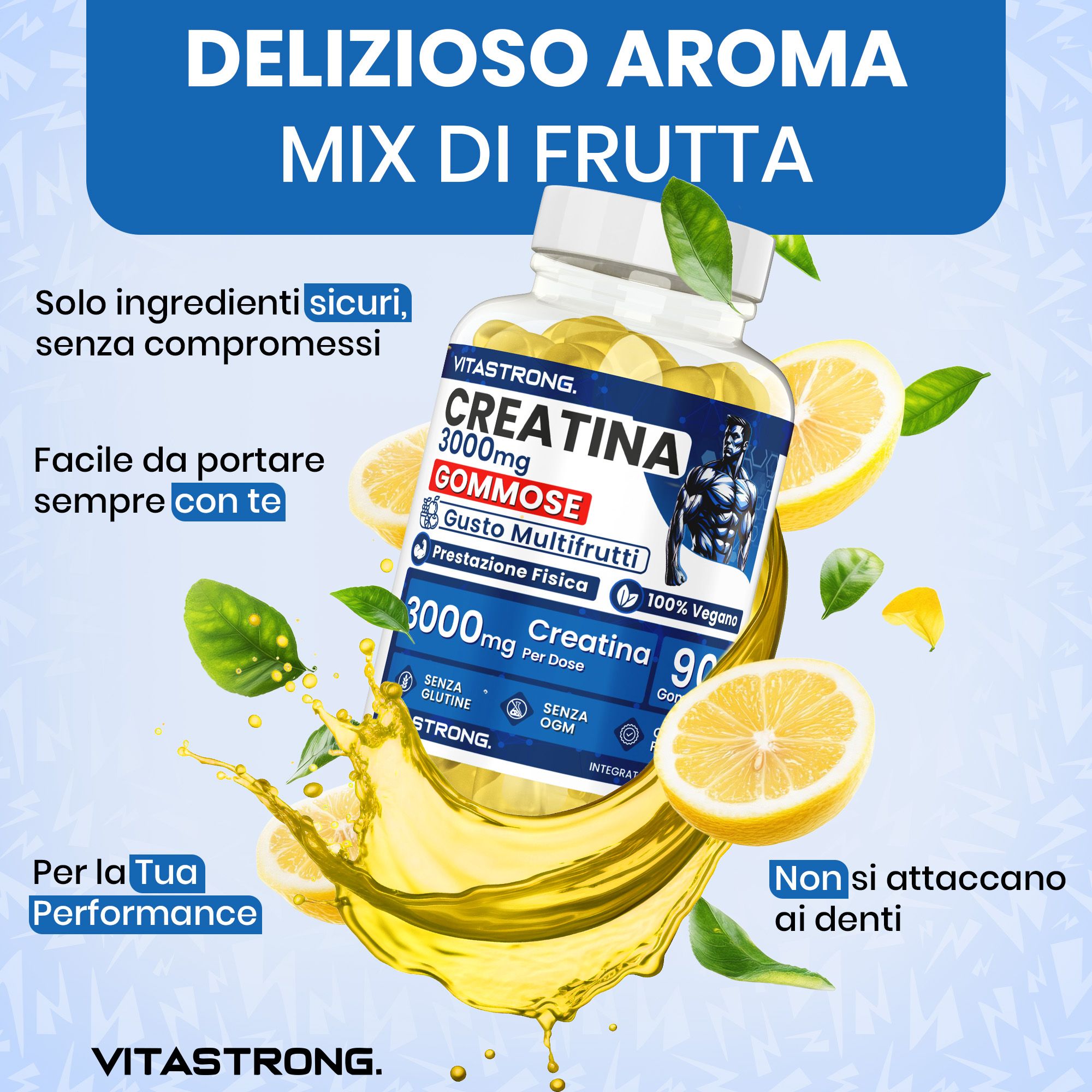 Vitastrong Creatina Gommose - 90 caramelle, energia e forza immediata