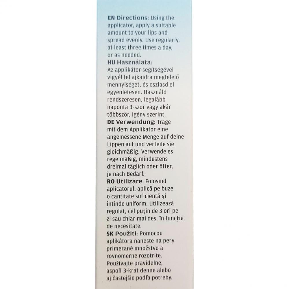 Retro della confezione ELYN'S LAB Lip Hack con istruzioni d'uso multilingue.