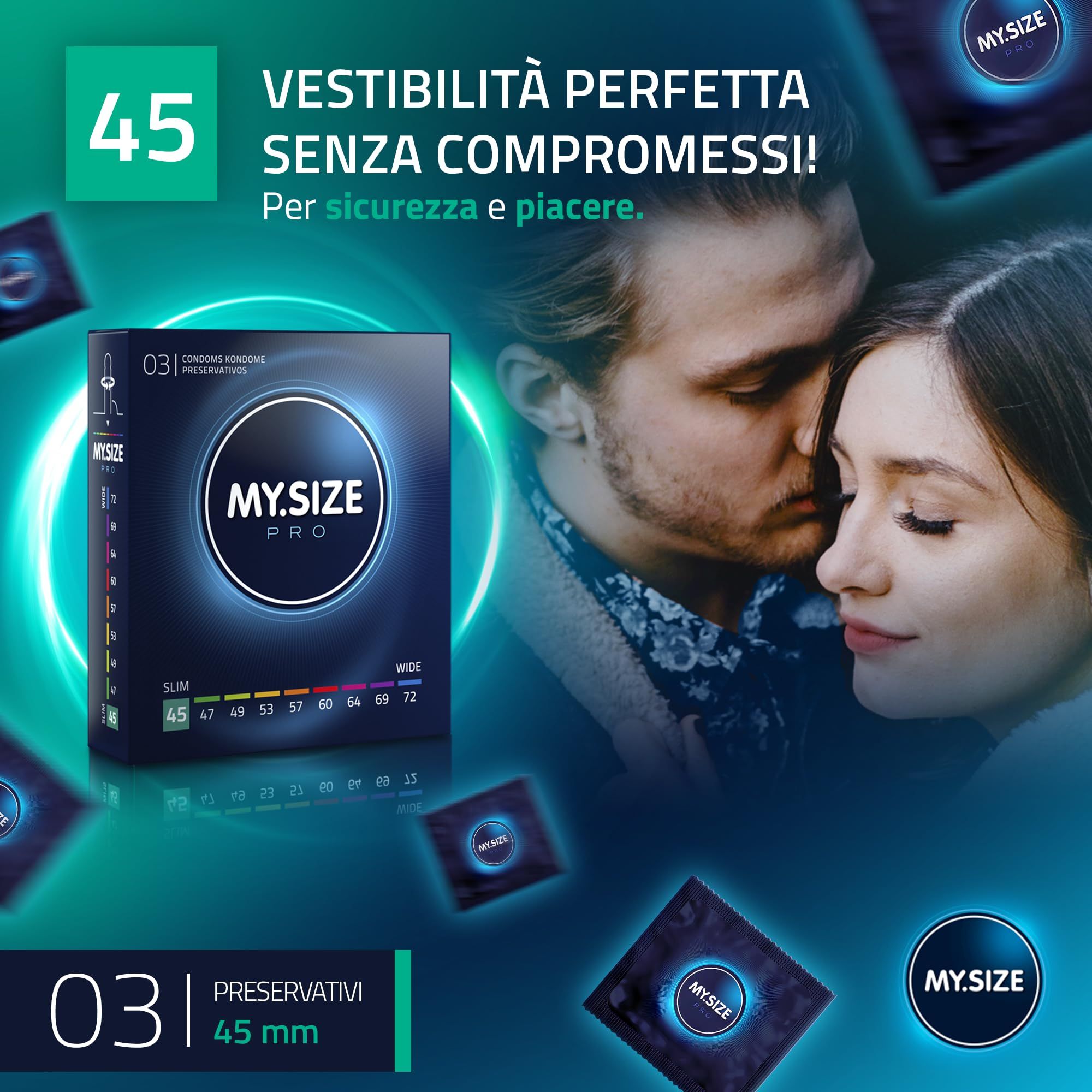 MY.SIZE PRO ELITE Preservativo Taglia 0 45mm. Vestibilità perfetta per sicurezza e piacere.