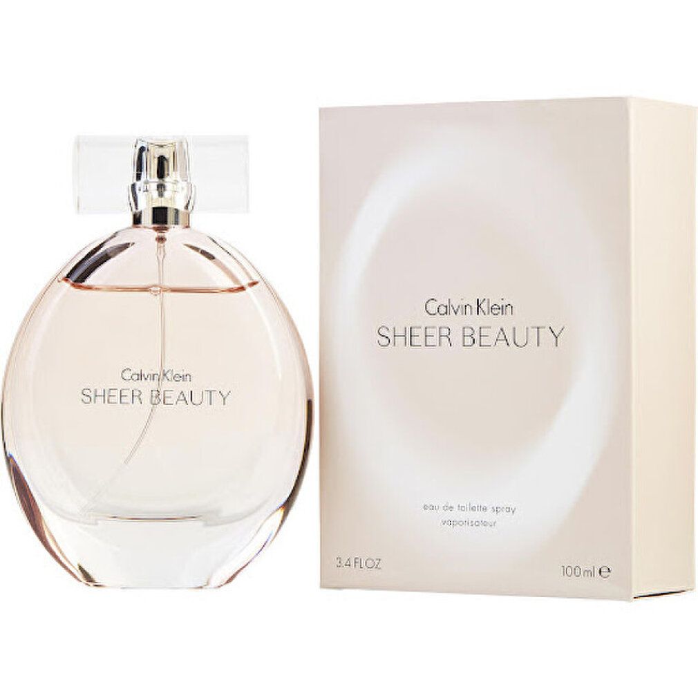 Flacone e scatola di Calvin Klein Sheer Beauty Eau de Toilette. 100ml.