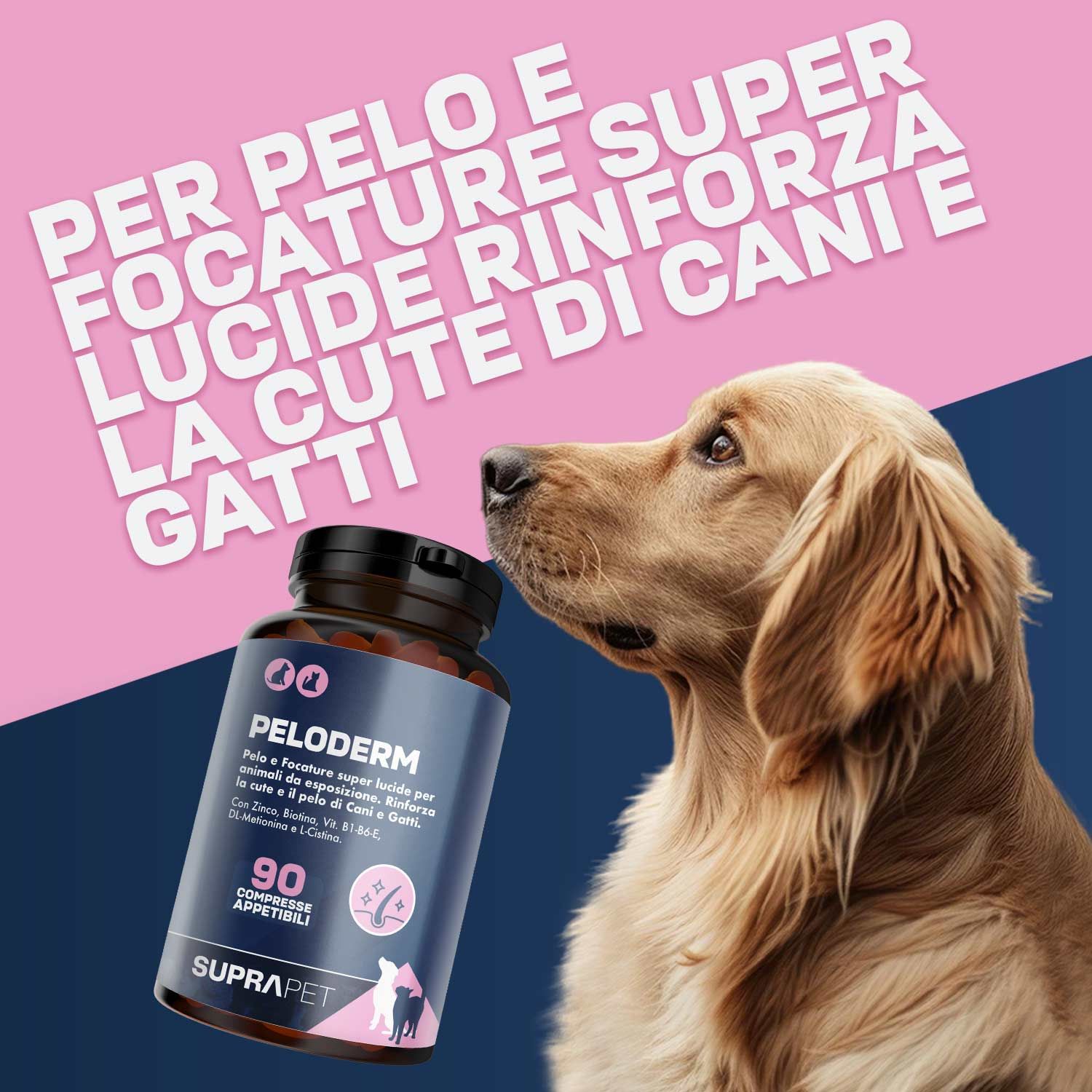 Suprapet Peloderm Compresse Cani e Gatti Integratore Per Benessere della Pelle e Pelo Lucido