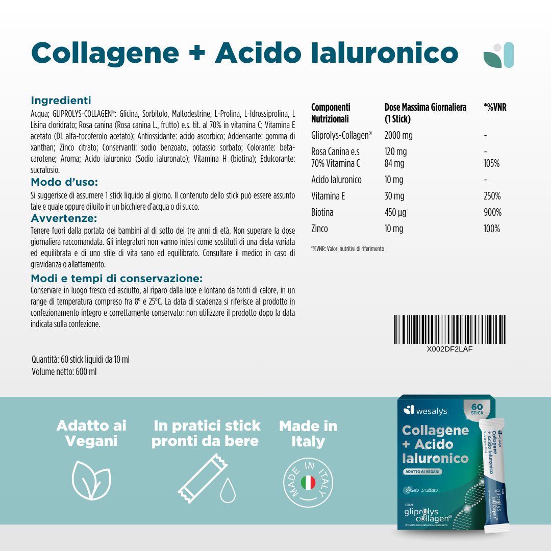 Informazioni sul prodotto. Ingredienti, valori nutrizionali, istruzioni per l'uso. 60 stick, 10 ml.