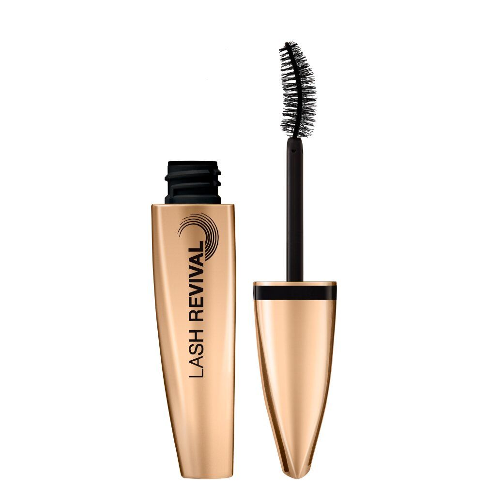 Tubetto mascara dorato con spazzola nera. Scritta: LASH REVIVAL.