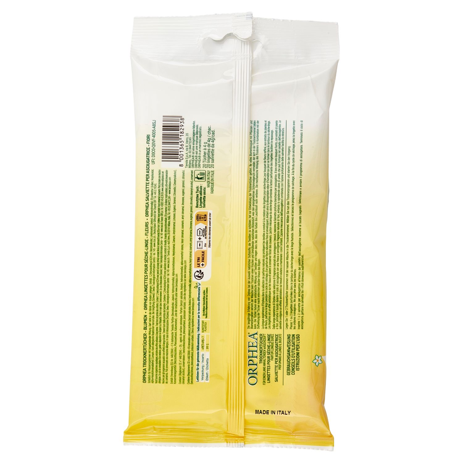 xf, Linea Detergenza, Foglietti Profuma Biancheria, Fragranza ai Fiori, 20 Foglietti