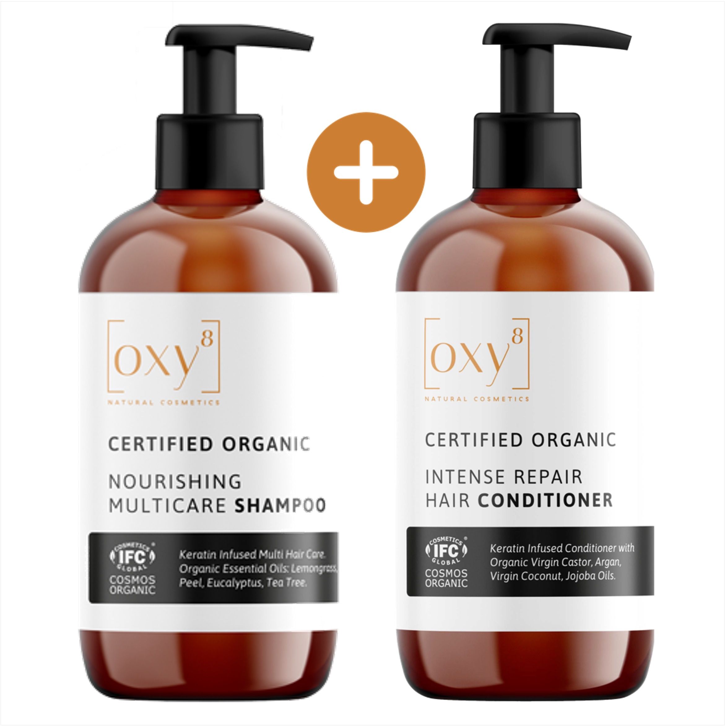 oxy8 Cosmetici naturali - Set regalo NOURISHING MULTICARE SHAMPOO & INTENSE REPAIR HAIR CONDITIONER