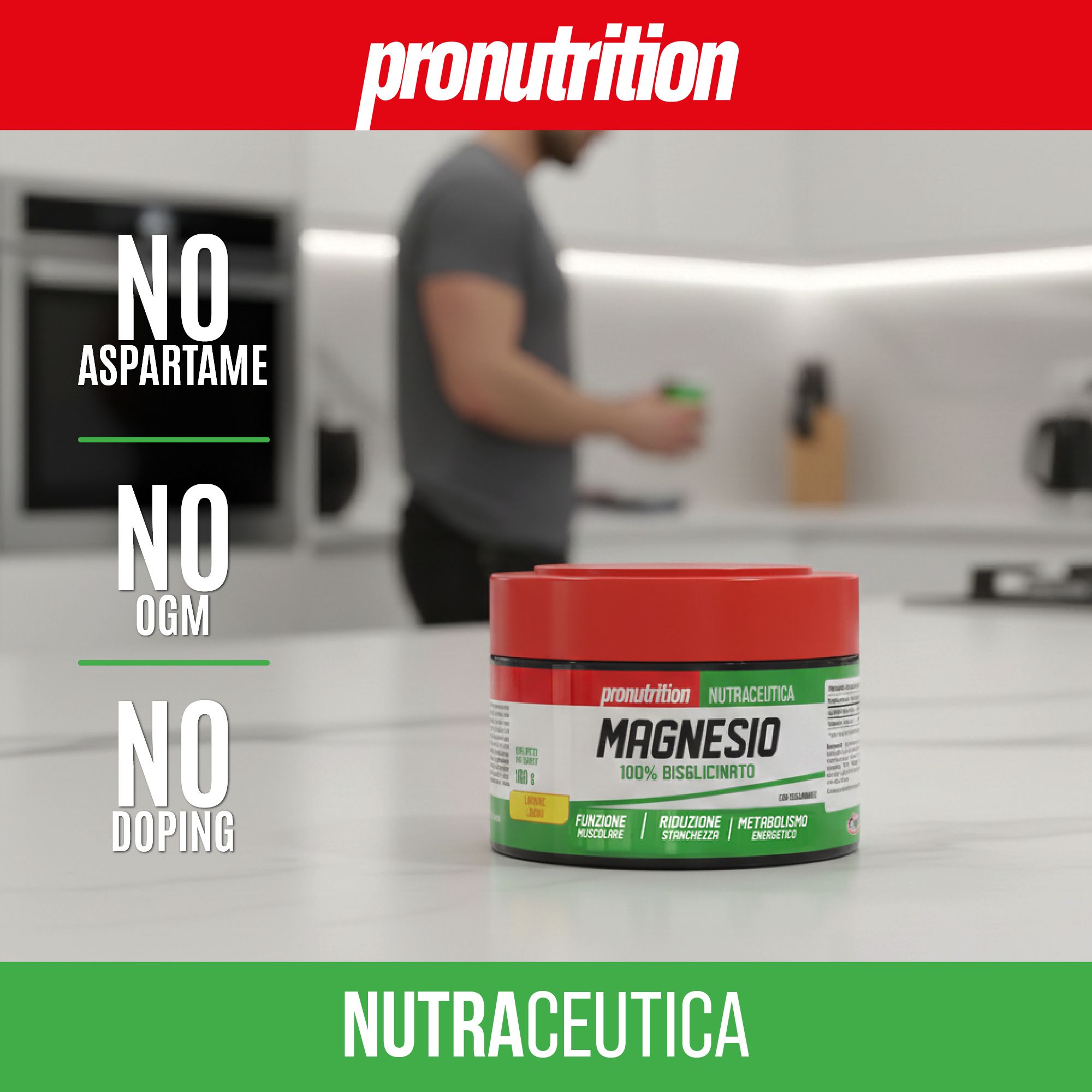 Barattolo Pronutrition Magnesio Bisglicinato in cucina.