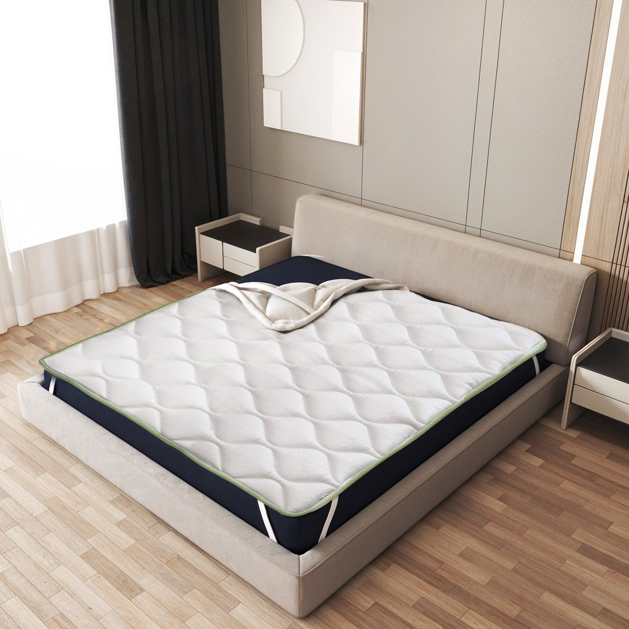 The White Stone Topper Rinfrescante Singolo con Elastici 100X190