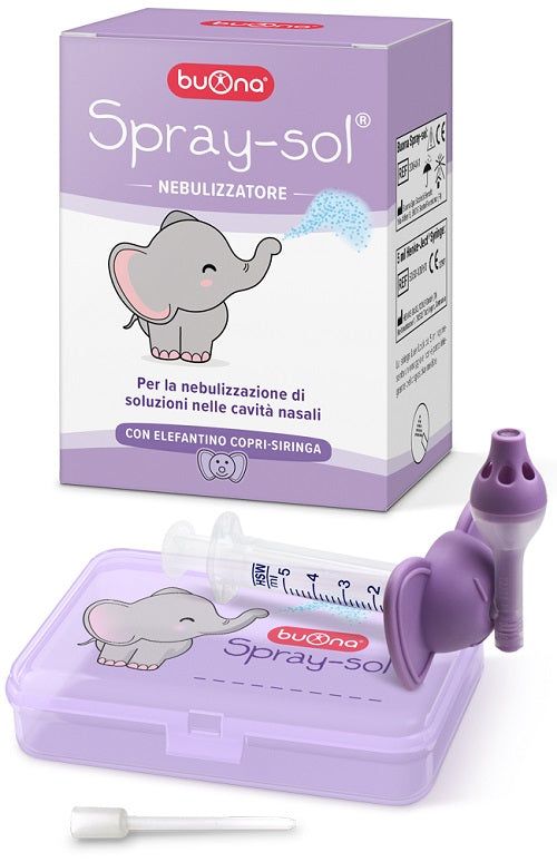 Buona Spray-sol Nebulizzatore Spray Sol + Ago Cannula + Siringa Luer Lock Da 5 Ml + Elefantino Copri