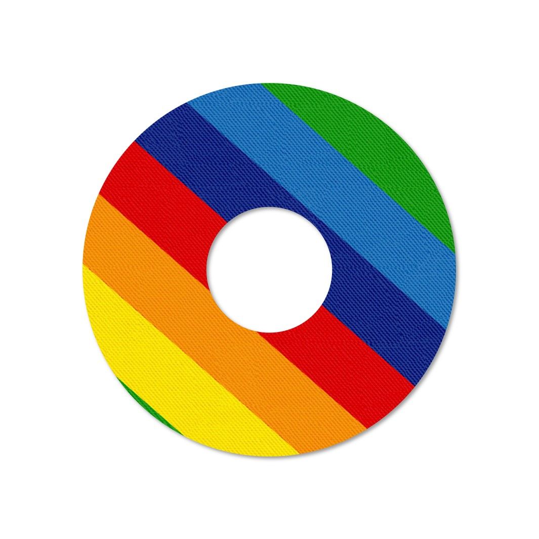 Anello di fissaggio rotondo, a strisce arcobaleno, foro centrale.