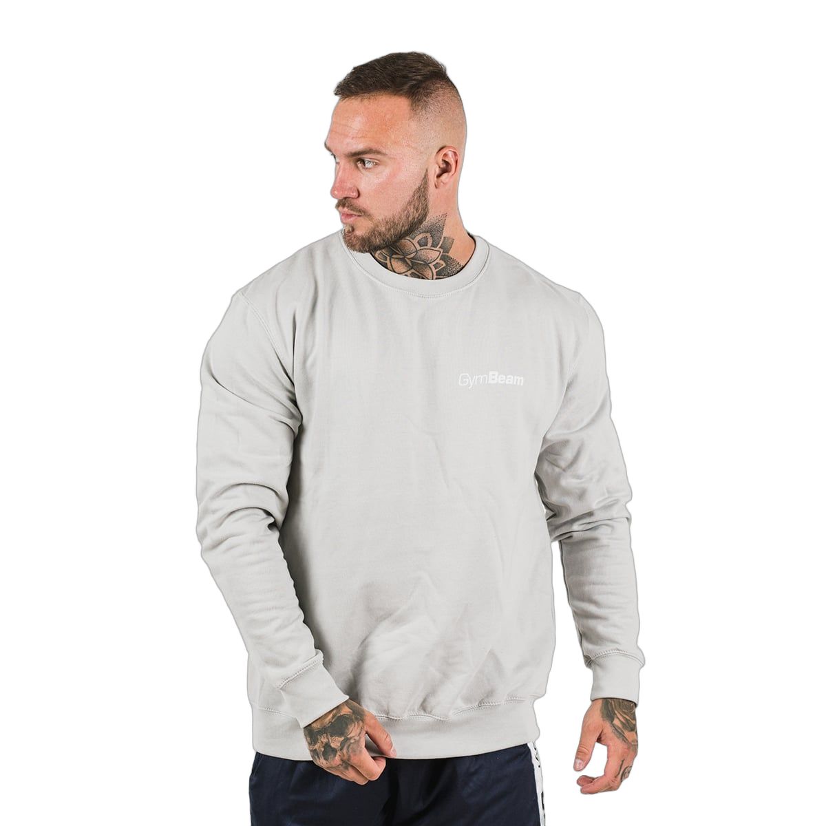 GymBeam Felpa uomo PRO senza cappuccio vestibilità morbida Moon Grey