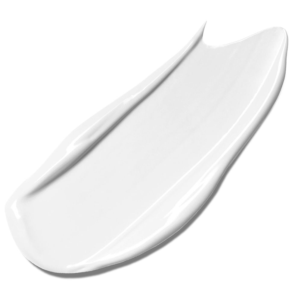 Tratto di trucco bianco su sfondo bianco. Texture cremosa, a onde.