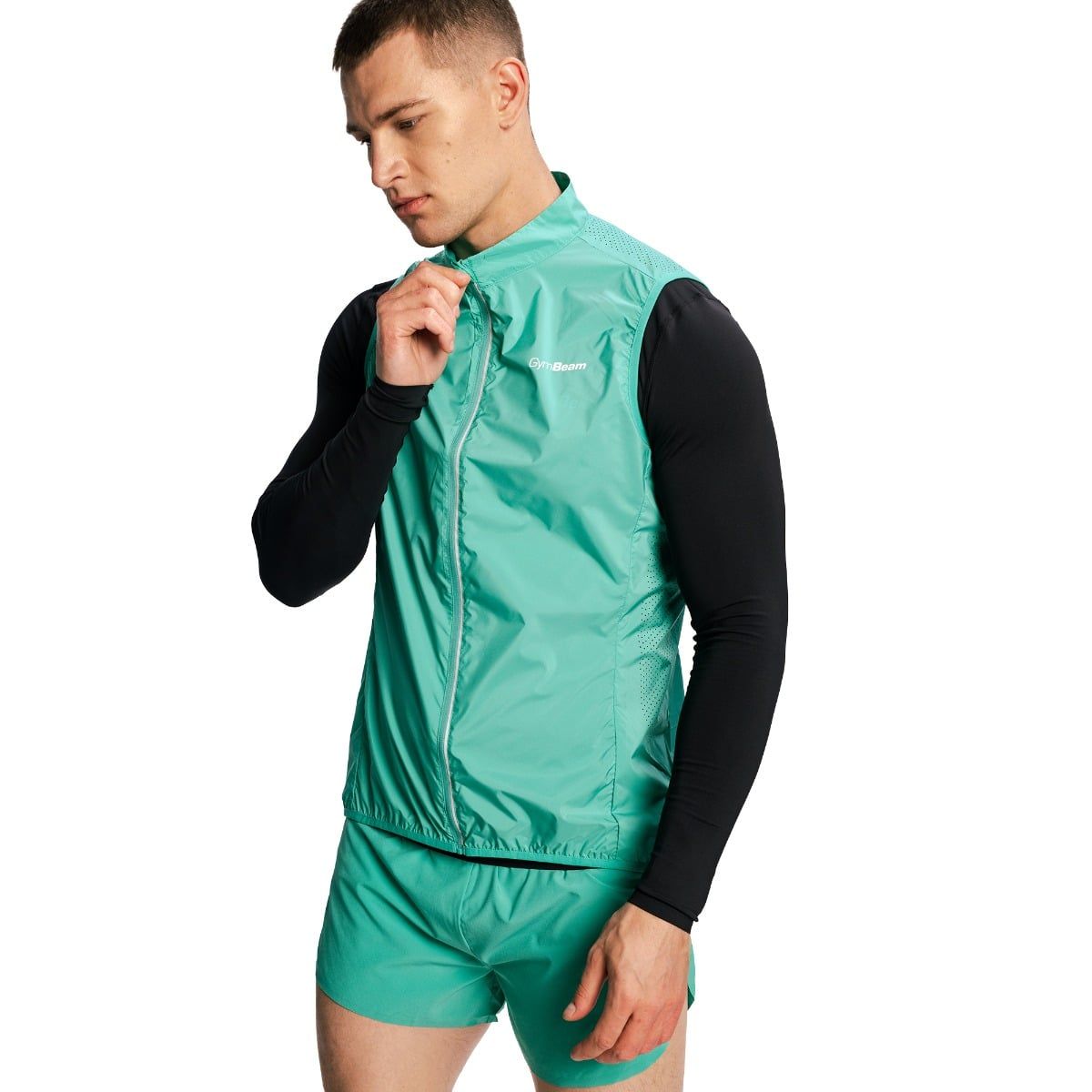 GymBeam Gilet uomo Pulse X Running slim con zip verde