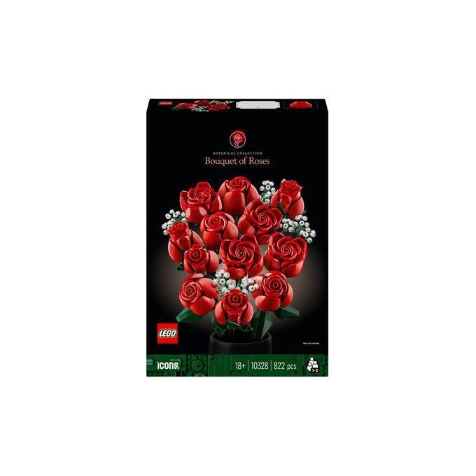 LEGO Icons 10328 Bouquet di Rose, Set Fiori Finti per Adulti, Decorazione Casa, Idea Regalo per Lei