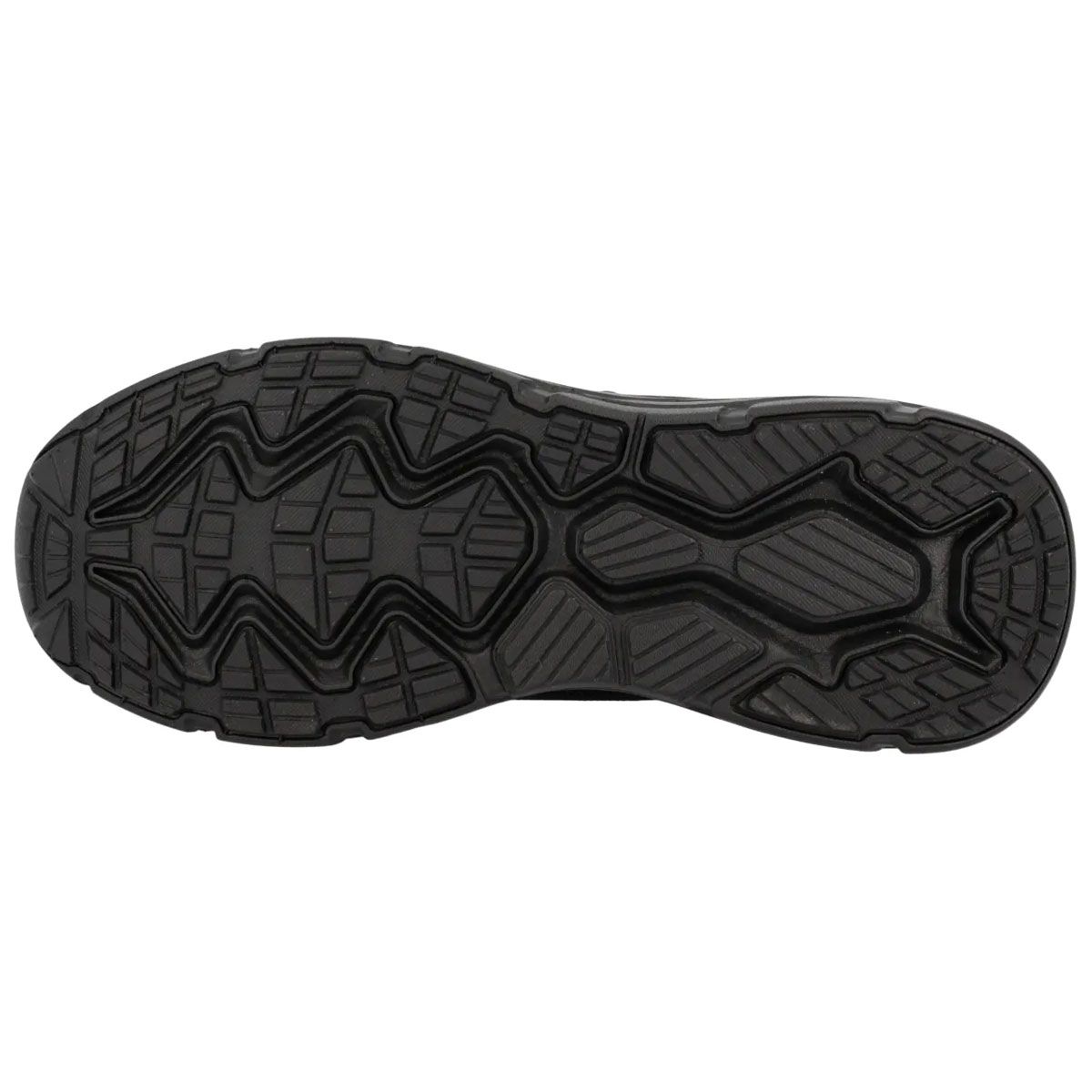 Suola di scarpa nera. Suola profilata. Nessun altro dettaglio visibile.