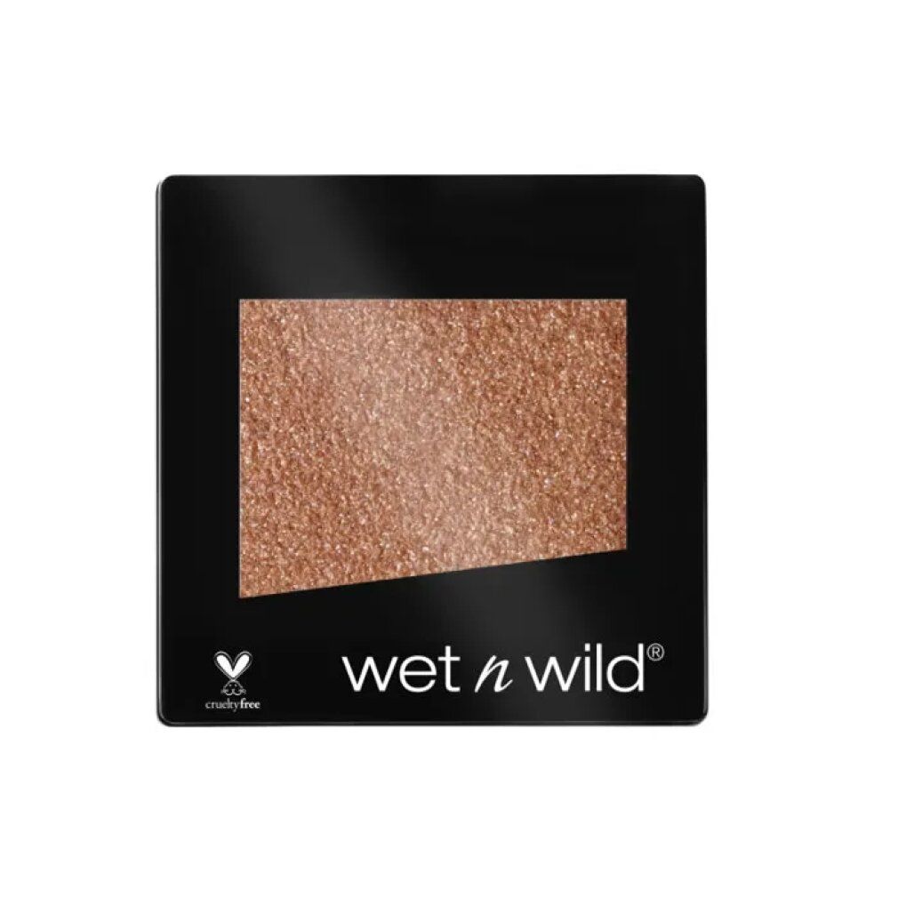 Ombretto glitterato in confezione nera quadrata. Marchio: wet n wild. Logo cruelty-free.