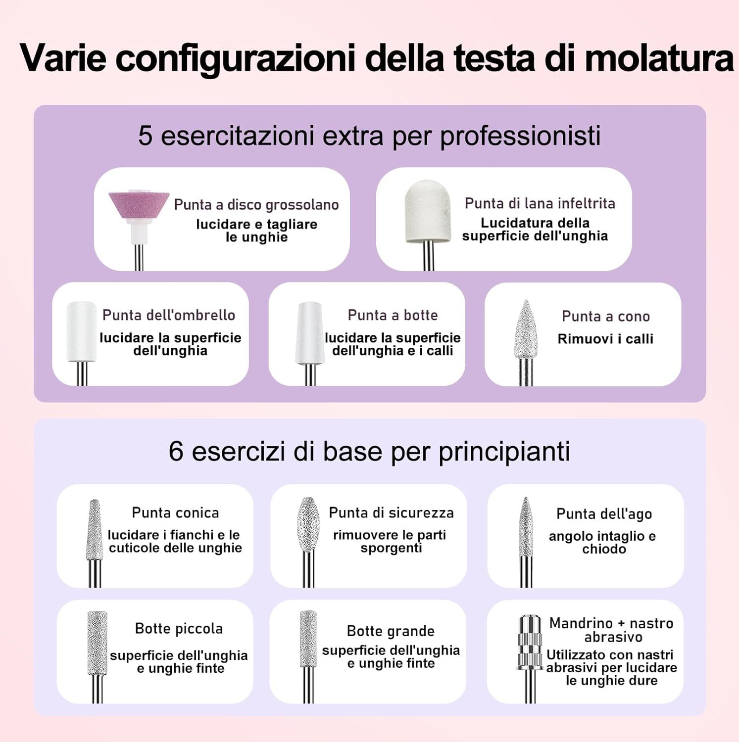 COSLUS set professionale manicure e pedicure 11 in 1 – Rosa