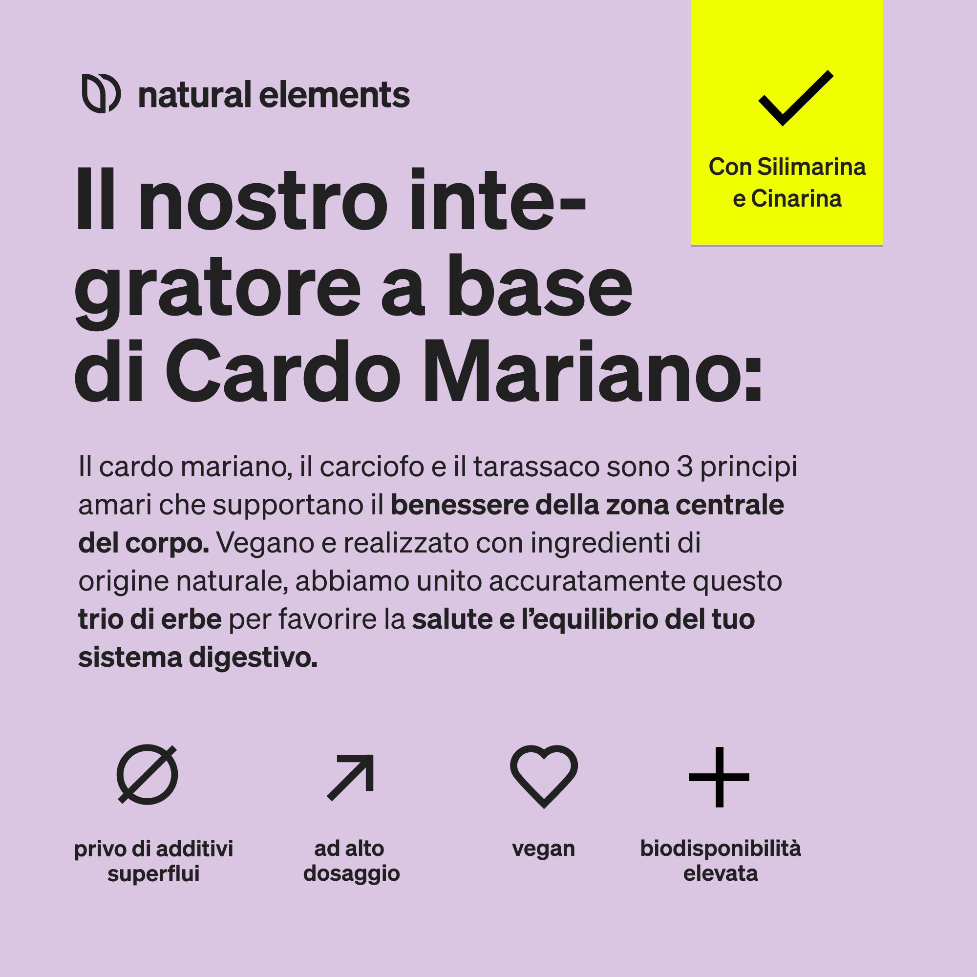 Integratore a base di cardo mariano, carciofo e tarassaco. Vegano, alta biodisponibilità.