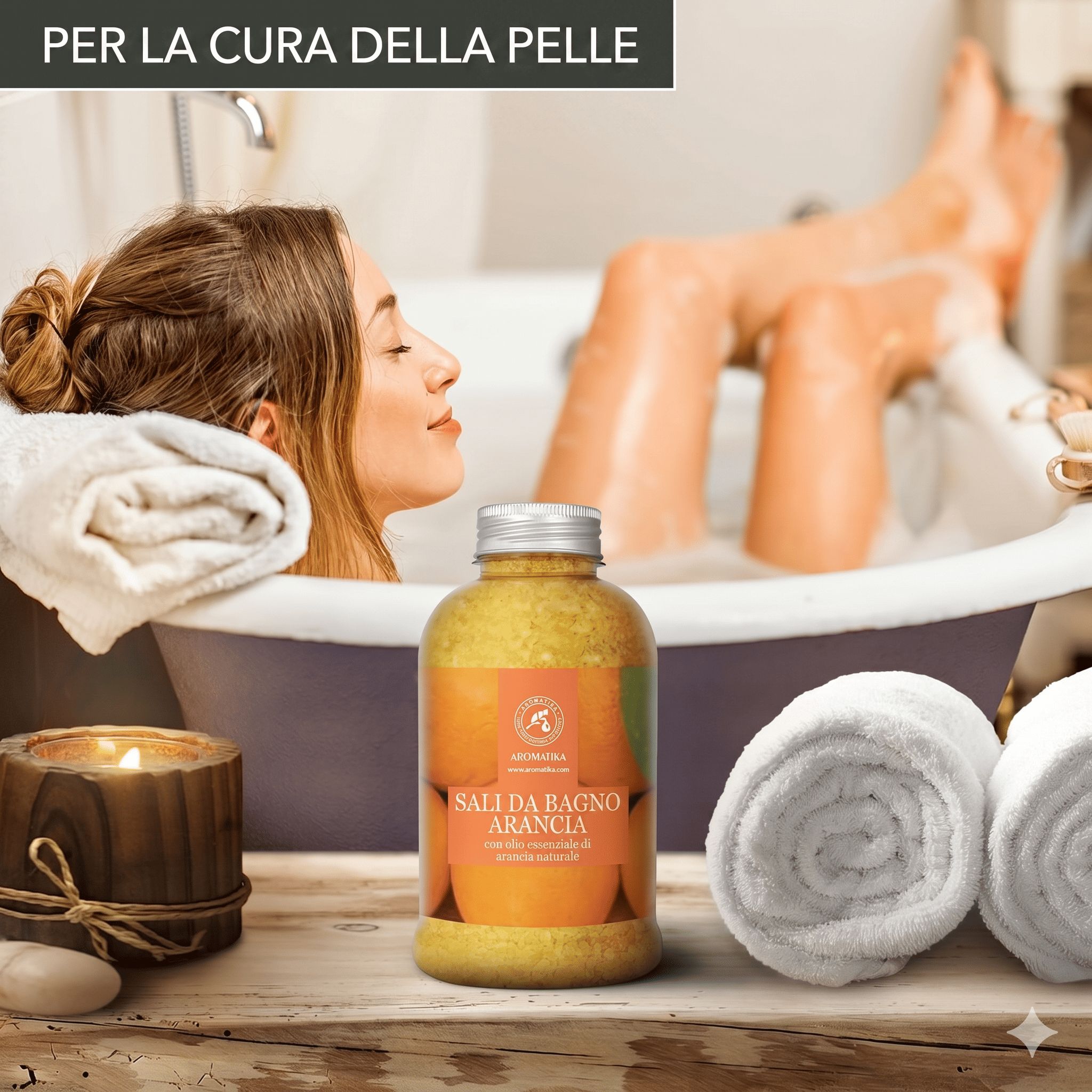 Sale da bagno AROMATIKA con olio essenziale naturale di arancia