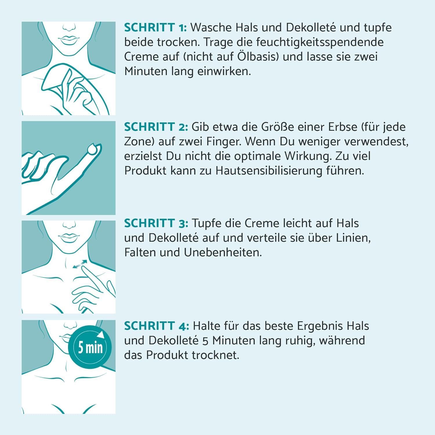 Istruzioni. 4 immagini mostrano l'applicazione. Passo 4: Aspettare 5 minuti.