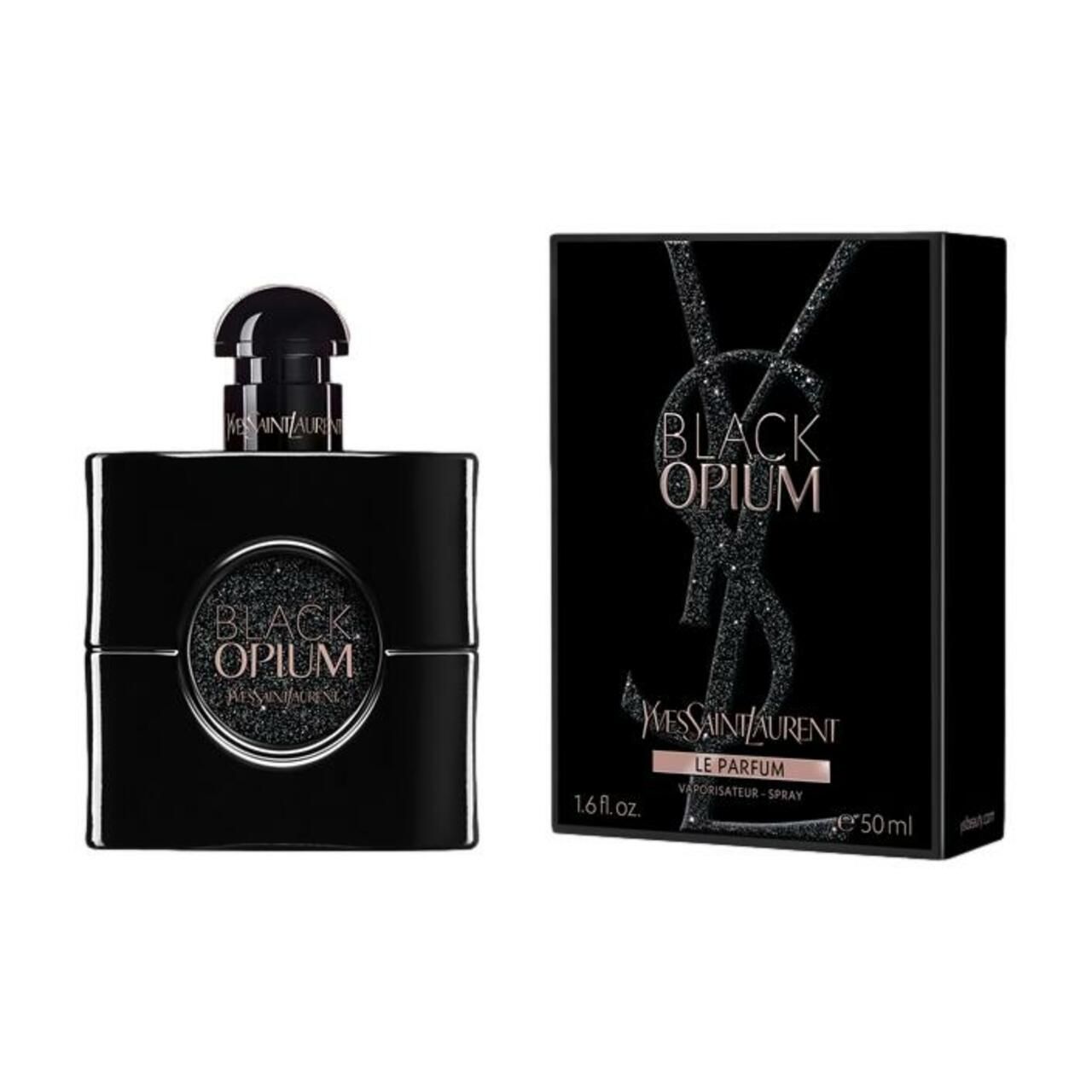 Yves Saint Laurent Black Opium Le Parfum Spray 50 ml flacone e confezione.