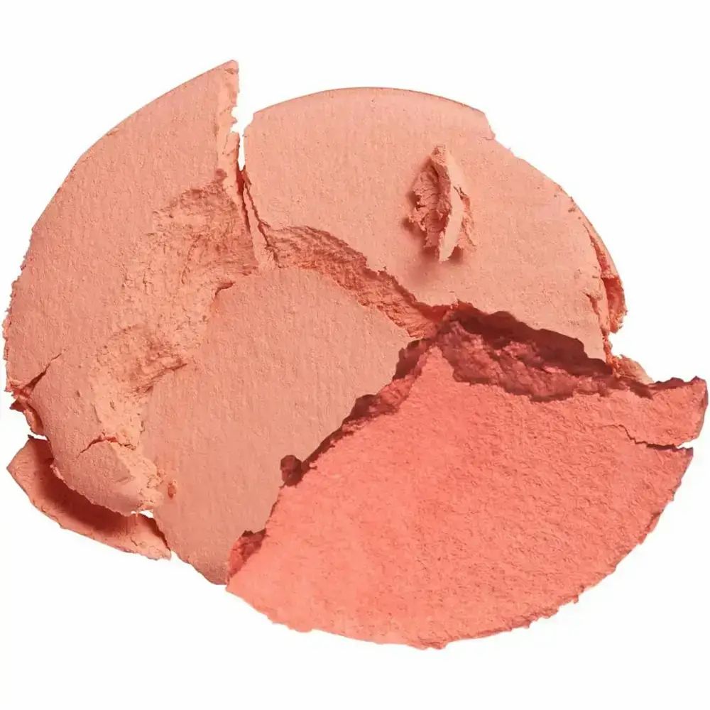 Fard in due colori, rotto. Due tonalità in un cerchio rotto. Tonalità rosa chiare e scure.