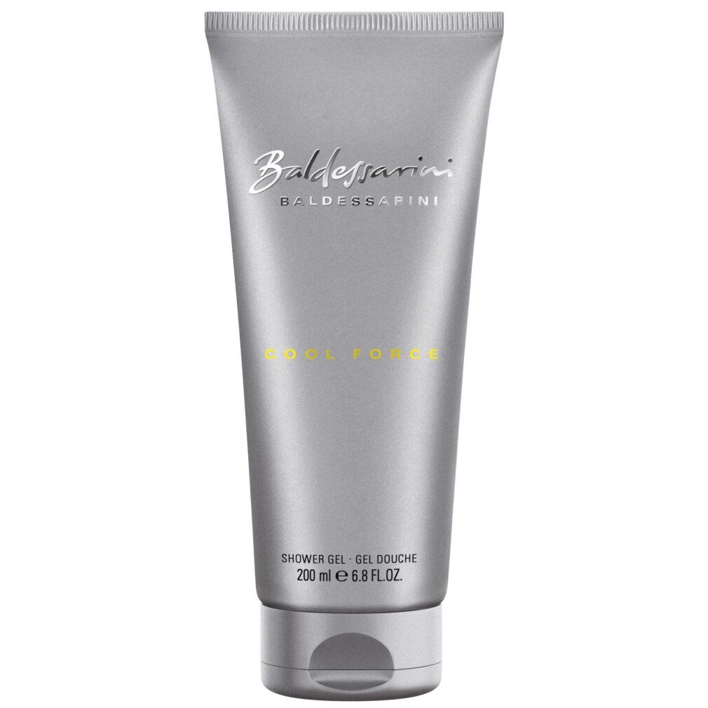Tubo argentato di bagnoschiuma Baldessarini Cool Force, 200 ml.