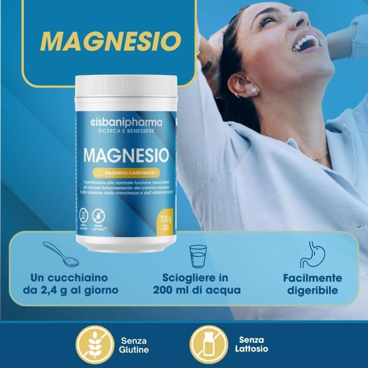 Cisbani Pharma Magnesio carbonato puro - riduce stanchezza e affaticamento
