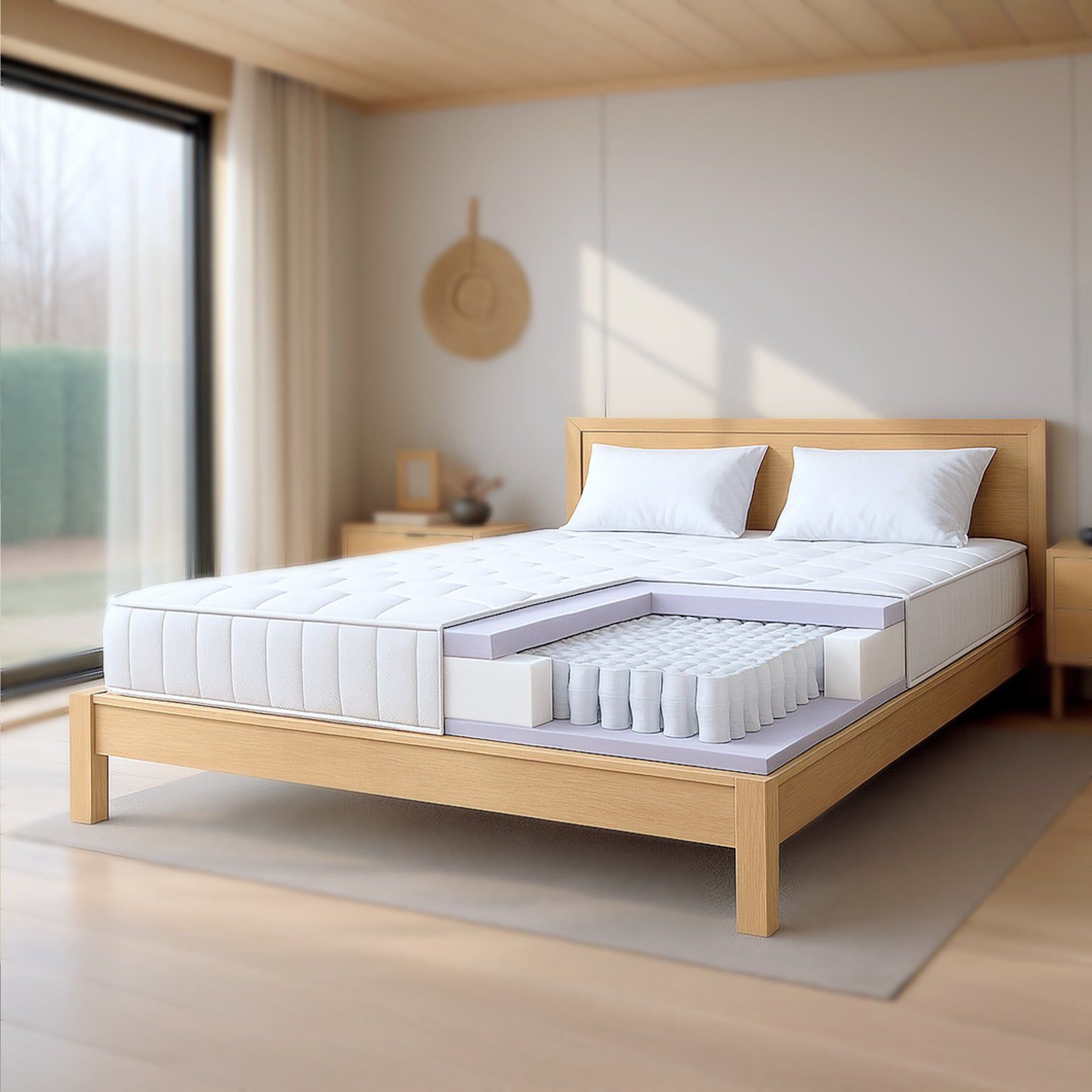 The White Stone Materasso 140x190 a Molle Insacchettate e Memory Foam | Altezza 25 cm