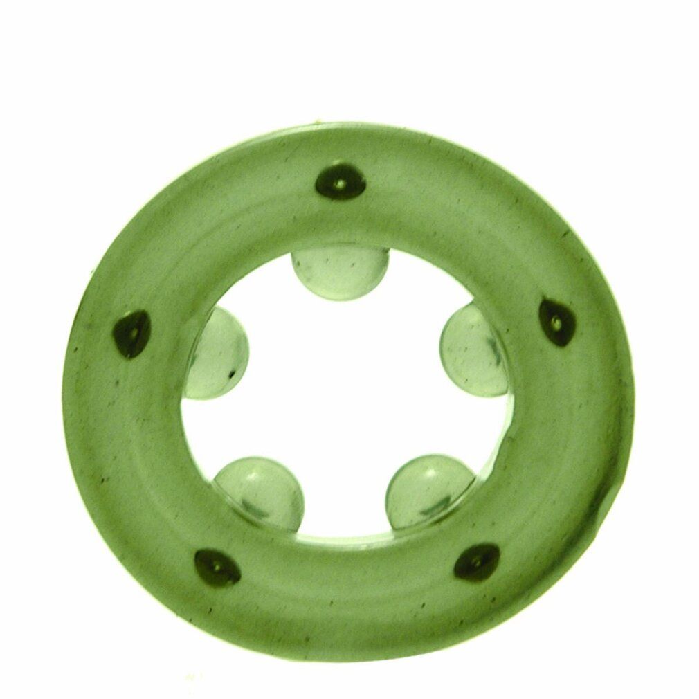 Anello verde con 5 sfere e 6 punti scuri. Prodotto per la salute intima.