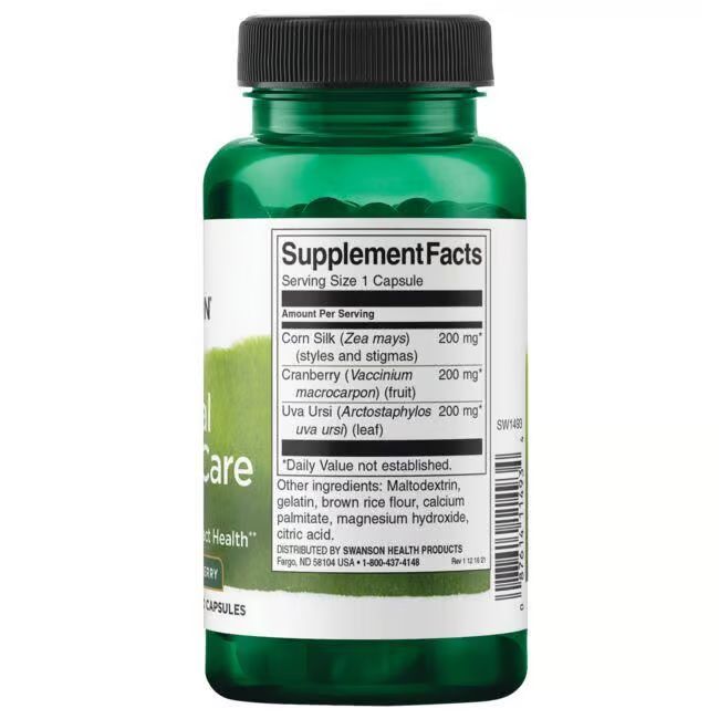 Retro del flacone verde. Etichetta con informazioni nutrizionali, ingredienti e produttore.