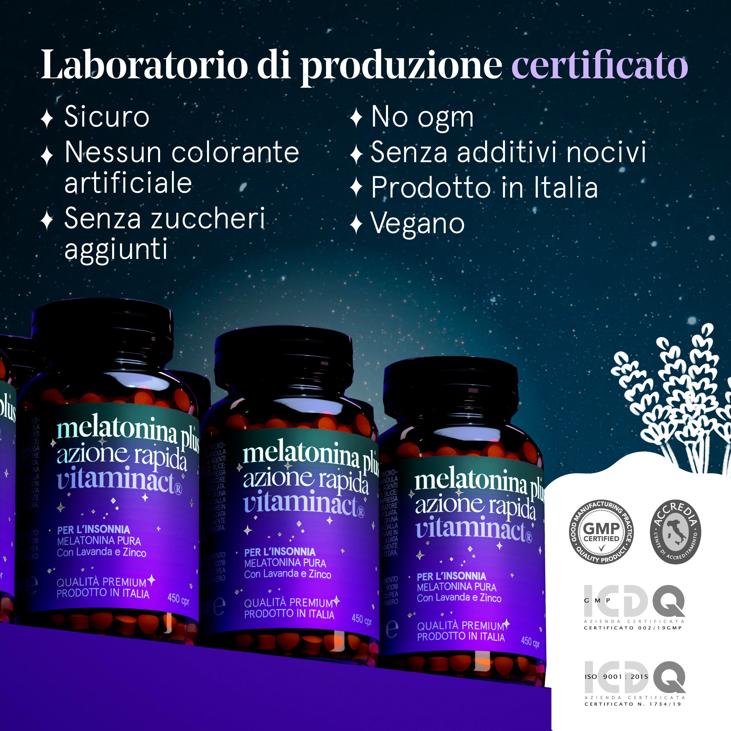 Vitaminact - Melatonina Plus Azione Forte - 450 Microcompresse.