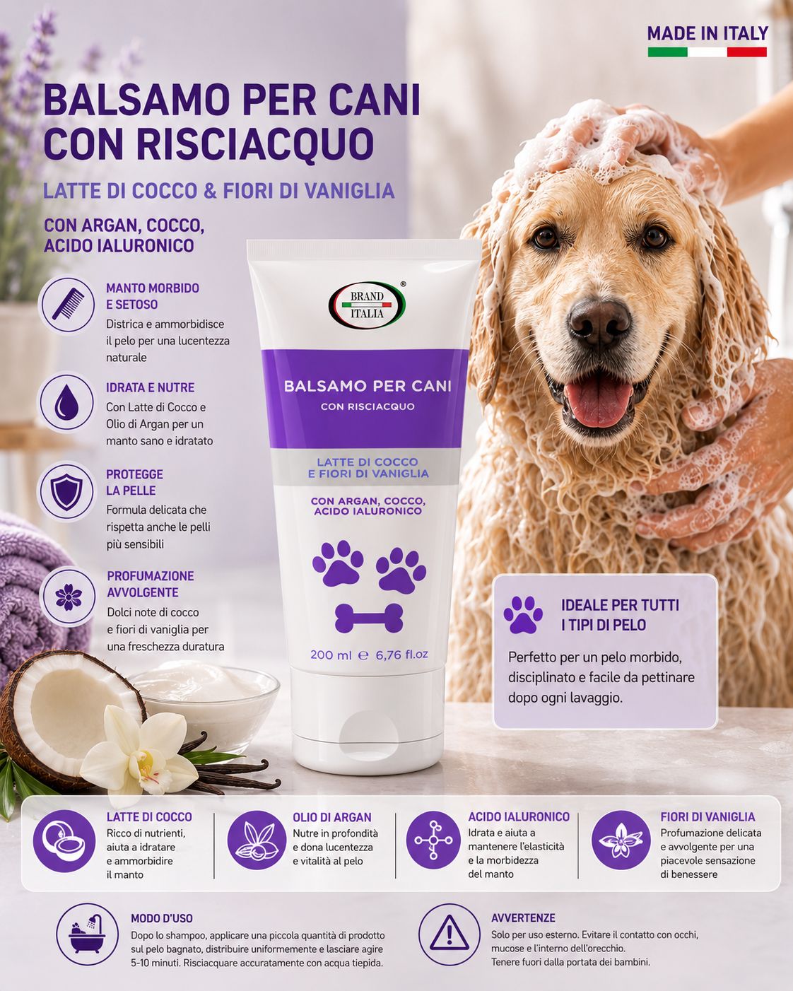 BRAND ITALIA - Balsamo per Cani con Risciacquo