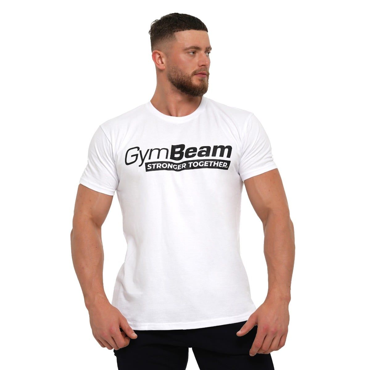 GymBeam T-shirt uomo regular Stronger Together bianca