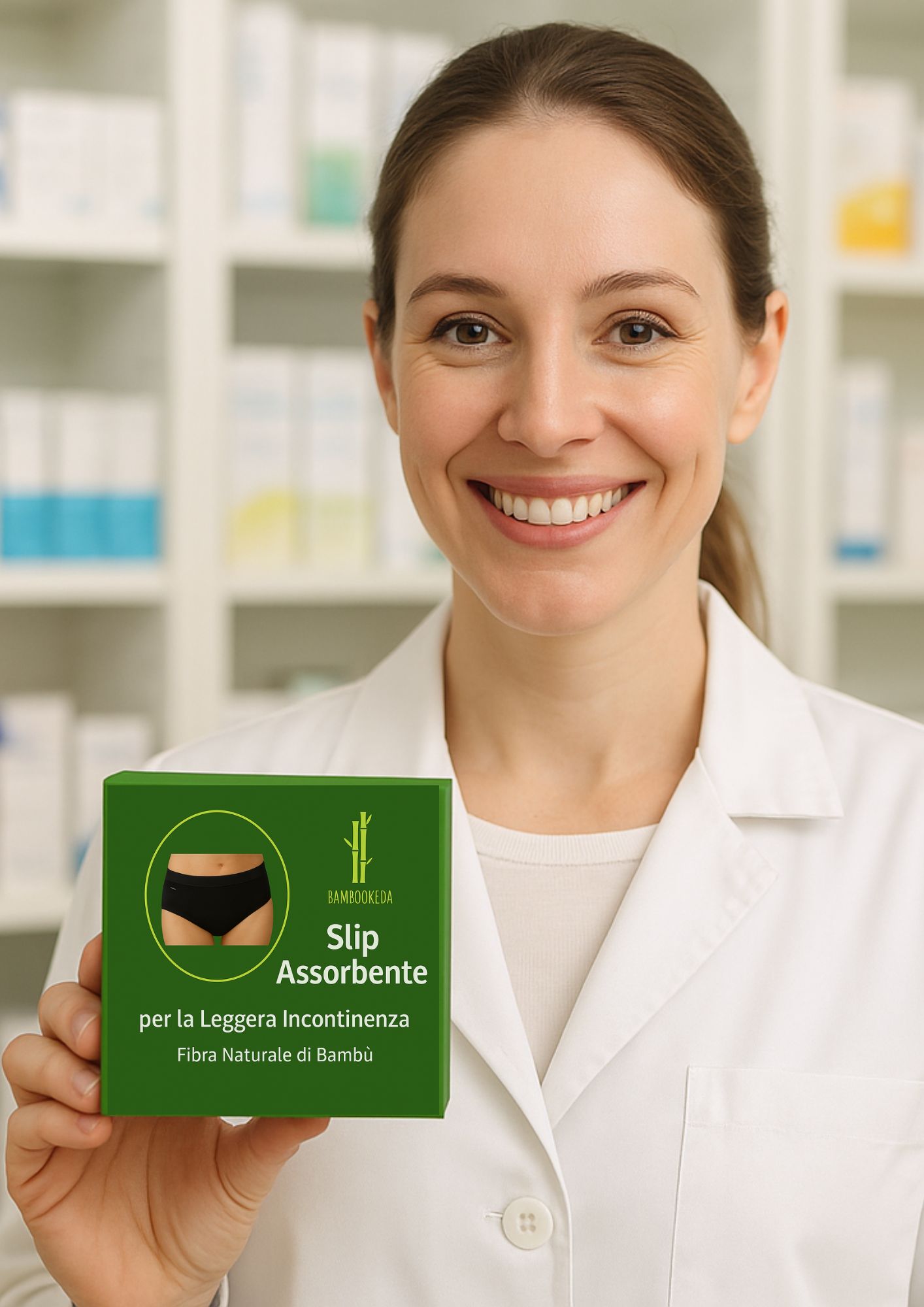 Confezione di slip assorbenti per incontinenza leggera, in fibra di bambù.